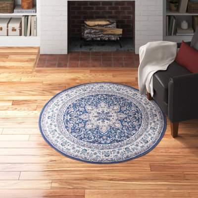 Mountview Oriental Area Rug in Navy/Ivory/Beige