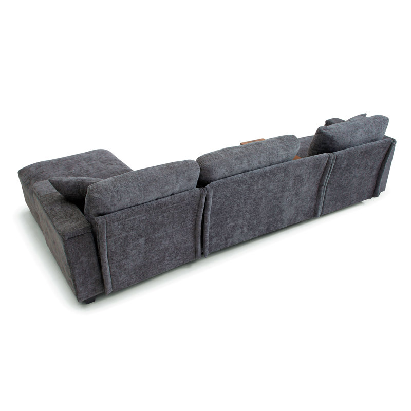 Modular Sectional Sofa With Storage Ottoman, Gray Linen