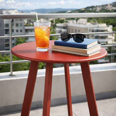 Table d'appoint ronde en acier résistant aux intempéries avec pieds carrés pour balcon