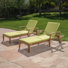 Chaise longue inclinable en bois d'acacia avec coussins Bevelyn