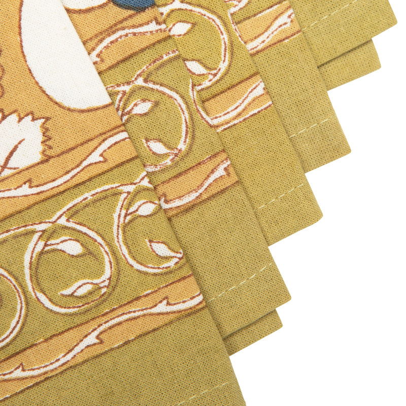 Forest Harvest 100% Cotton Square Napkins, Mustard/Blue