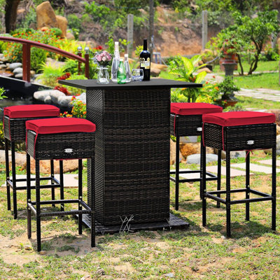 Bar Set with Steel Frame and Wicker Outer Material by Latitude Run