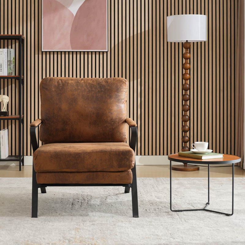 Mid-Century Modern Keever Upholstered Lounge Arm Keever With Iron Frame And Thicker Cushion