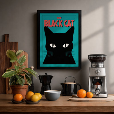 The Black Cat Retro - Framed Print