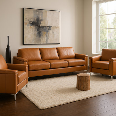 Bayerl Leather Sofa And Two Chairs Set