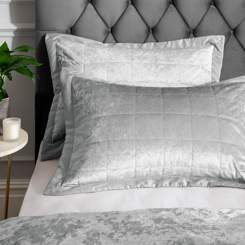 Crushed Velvet Enveloped Pillowsham, Silver