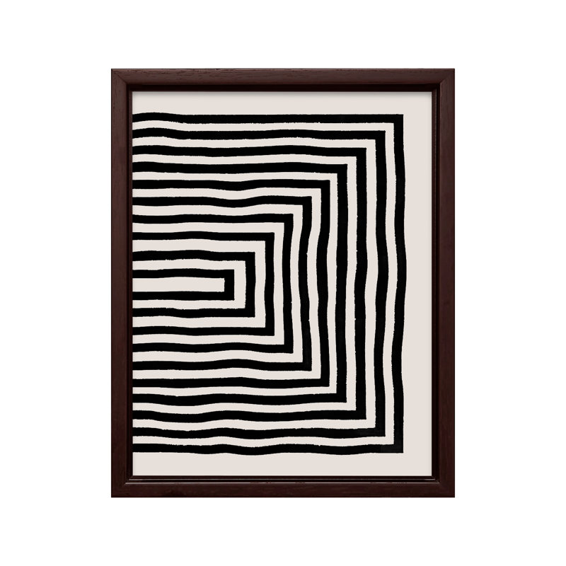 Encre japonaise, Canvas, 08"H x 10"W, Brown Framed