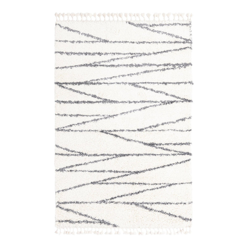 Abrahams Striped Indoor Rug, Rectangle 5'3" x 8'