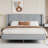 Queen Size Corduroy Platform Bed With Headboard-633384849