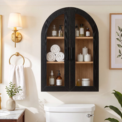 26" H Wall Mounted Bathroom Cabinet with Adjustable Shelves