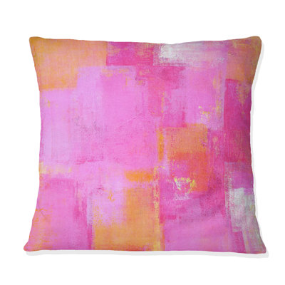 Rose et orange Colorfields II - coussin imprimé moderne