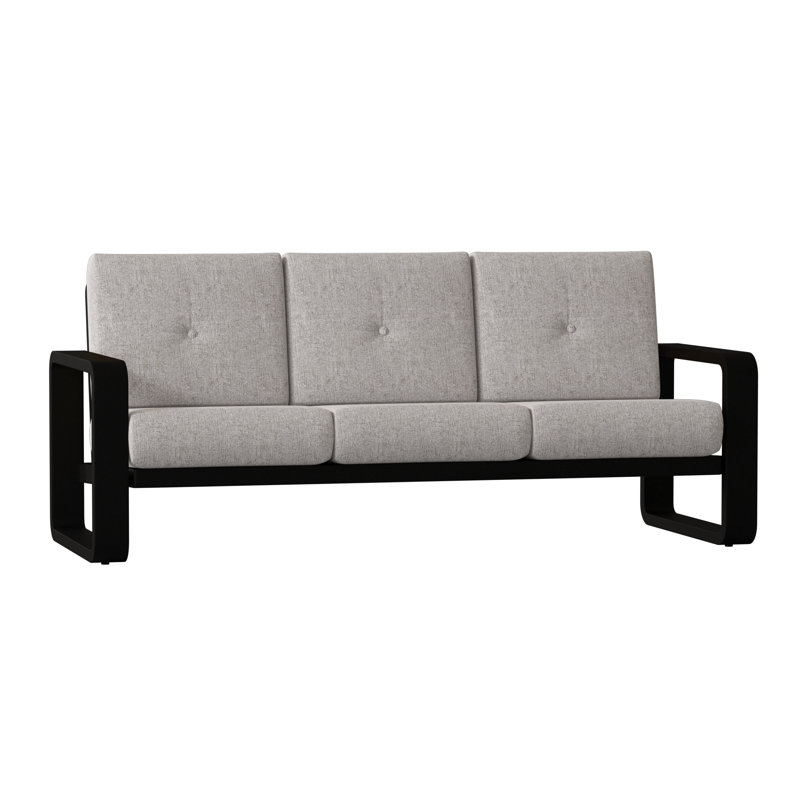 Vale 83.5'' Wide Aluminum Patio Sofa, Poet Birch Sunbrella®, Textured Black