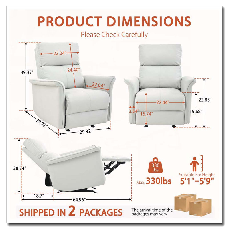 Fauteuil inclinable électrique à bascule, Simili cuir, PU Light Gray1