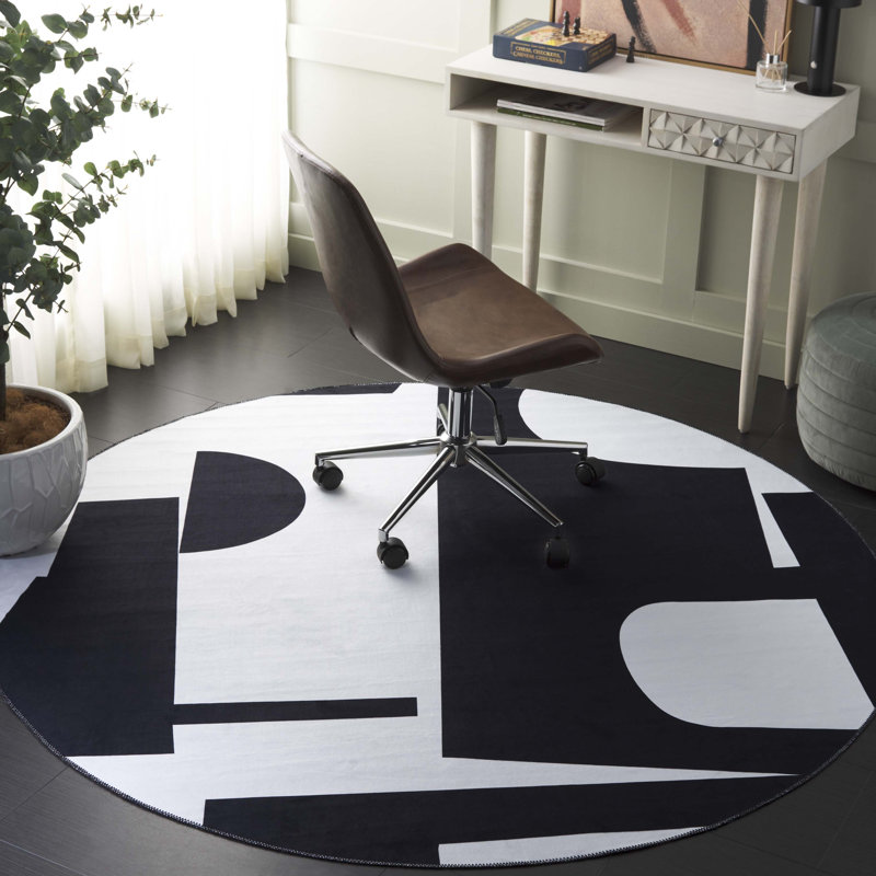 Tapis noir / ivoire Joal 822, Rond 6 pi