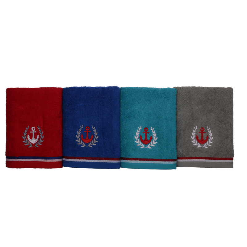 Ensemble de serviettes luxueuses (4 pièces), 100% coton, 19,7 po x 35,4 po | Ultra-absorbant 460 GSM | Lavable à la machine à 104 ° F | Élégantes couleurs rouge, grise, turquoise et bleu royal | Parfait pour la maison et le spa