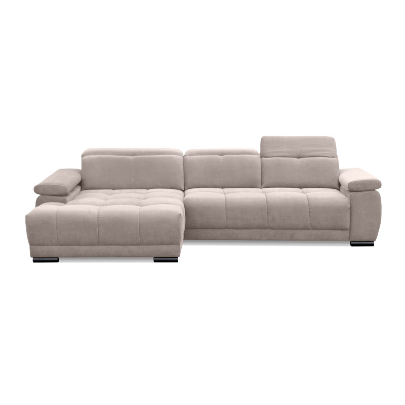 Jafiya 4 Seater Velvet Sofa Bed, Taupe, Left Hand Facing