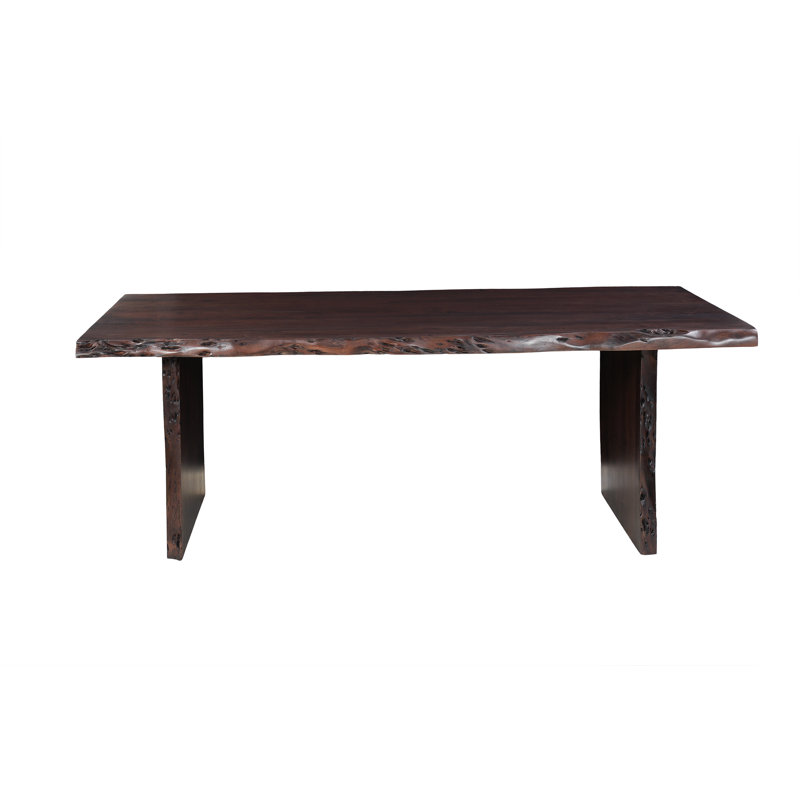 Solid Wood Live Edge Dining Table, 84" W x 40" D, Dark Walnut