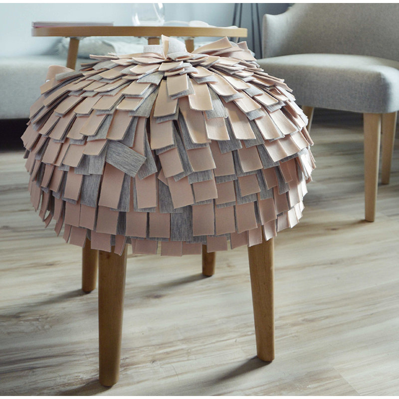 Solid + Manufactured Wood Accent Stool, Pink/Grey