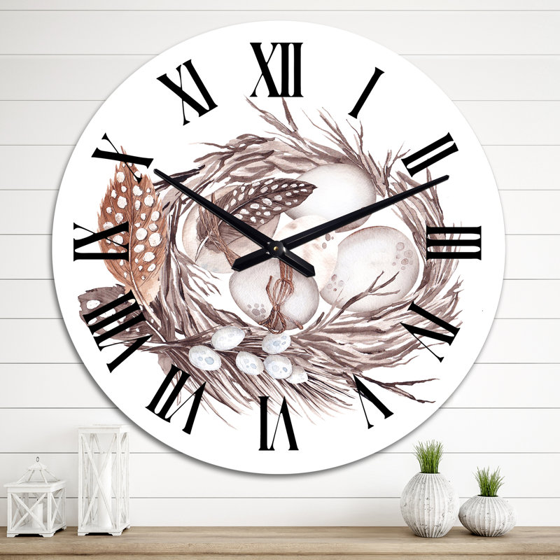 Easter Bouquet with Willows and Feathers II - Traditional Wall Clock, Large
