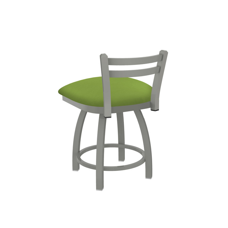 Tabouret de coiffeuse en métal Jackie, Nickel anodisé, Vinyle - Canter Kiwi - vert