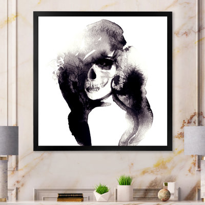 Portrait de femme, encre liquide, reproduction d'art sur toile