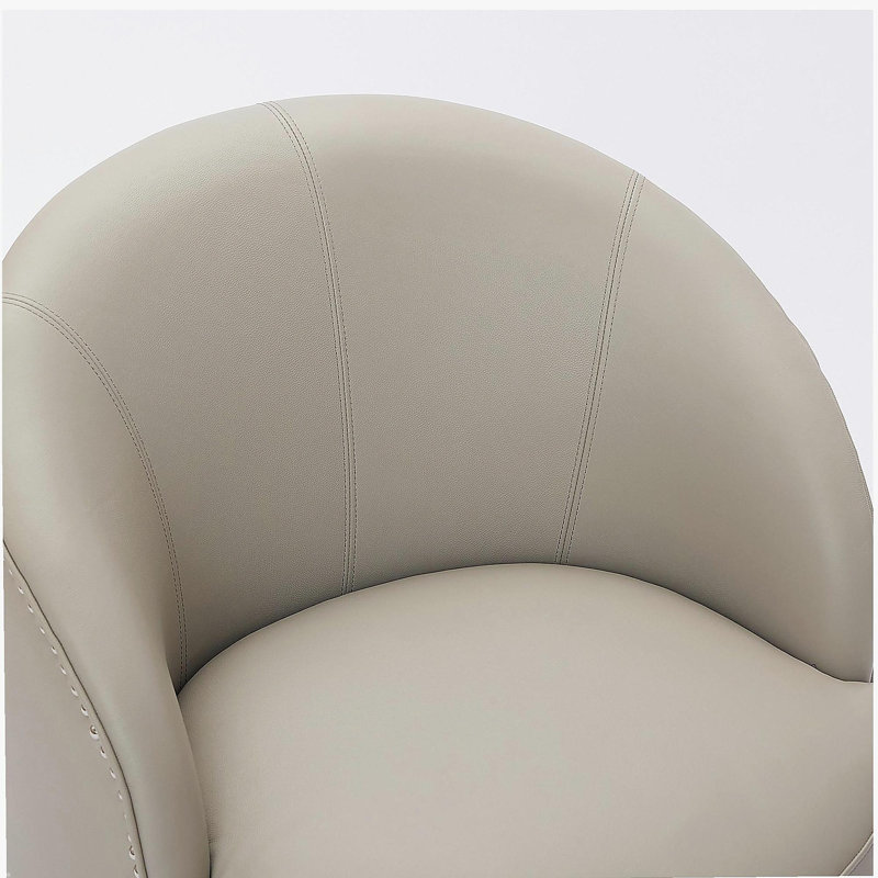 Fauteuil d'appoint pivotant en cuir Gream Top-grain, 360 ° Smin Spin, chaise longue moderne Mid-Century pour le salon / bureau