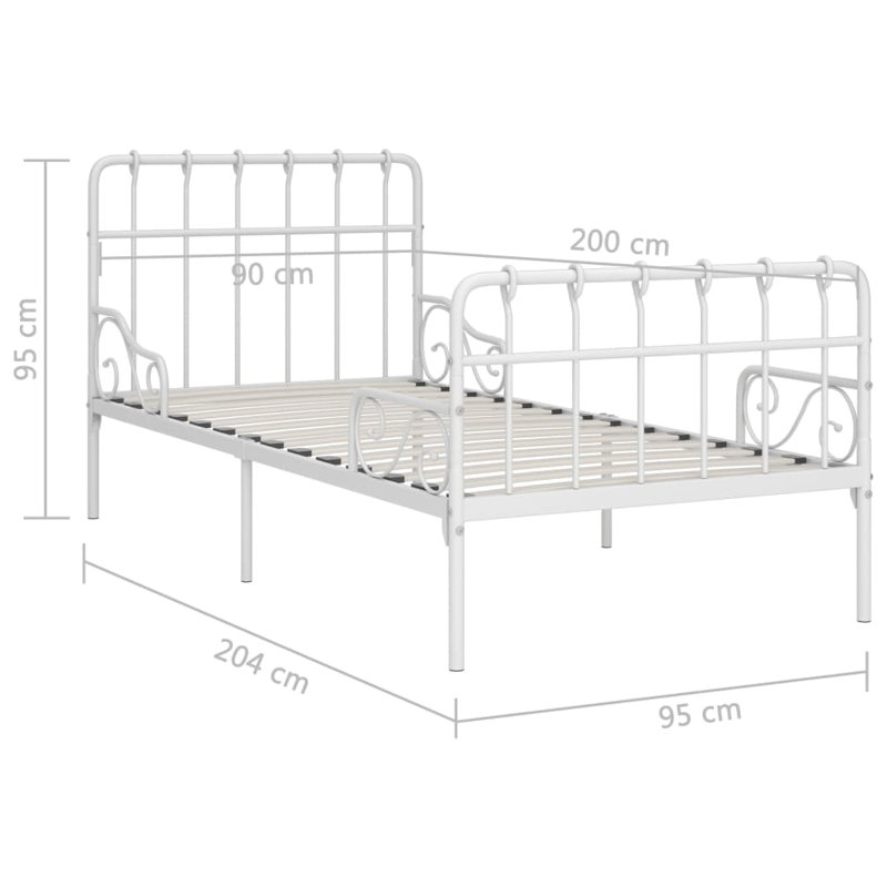 Briana Metal Bed, white, European Single (90 x 200cm)