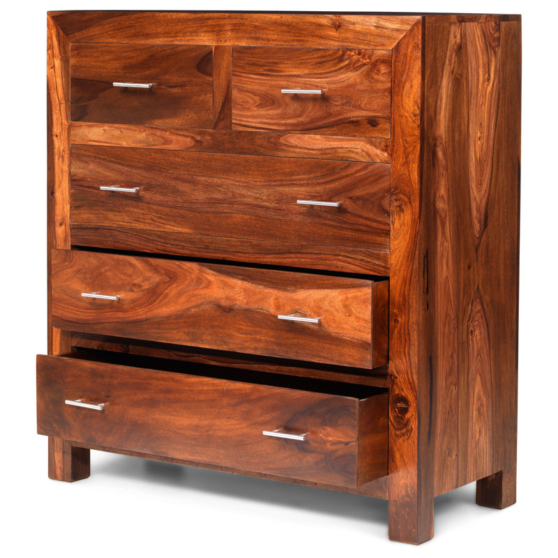 Stephanie Solid Wood 100cm W 5 - Drawer Chest of Drawers