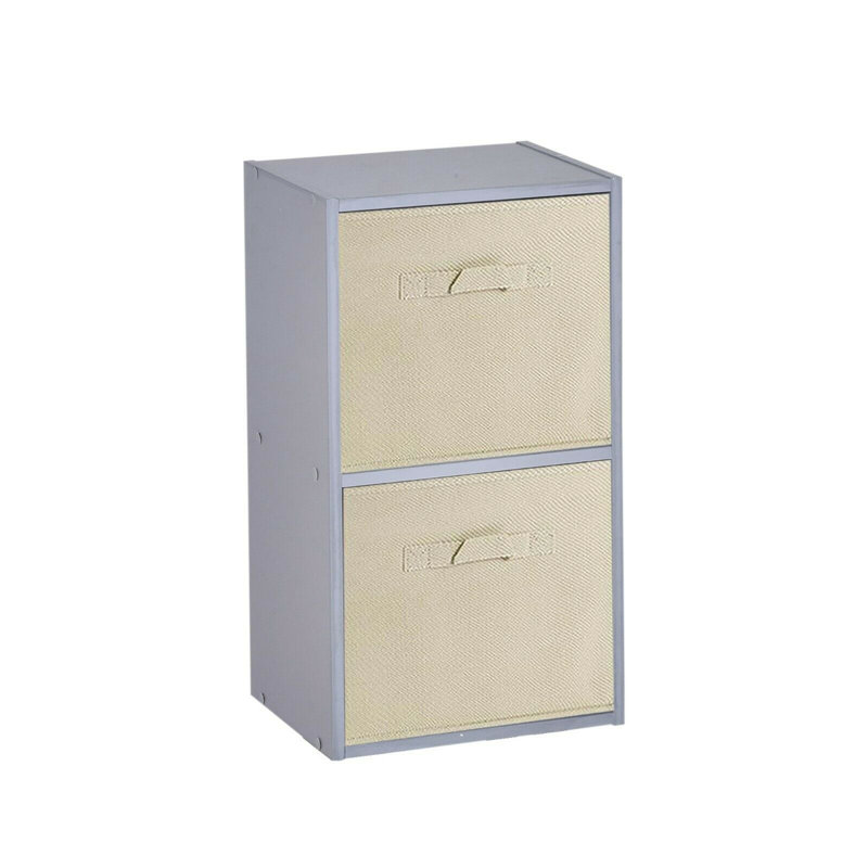 Cynera 106cm H x 30cm W Cube Bookcase, Grey/Beige, (3 Shelves) 79.5cm H x 30cm W x 23.5cm D