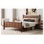 Structure de lit plateforme grand lit avec tête et pied de lit, finition grain de bois de noyer foncé, mobilier de chambre de style campagnard Shaker-374451593-374451592