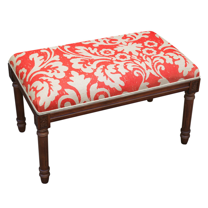 Banc en bois massif Cambel, Noyer / rouge corail