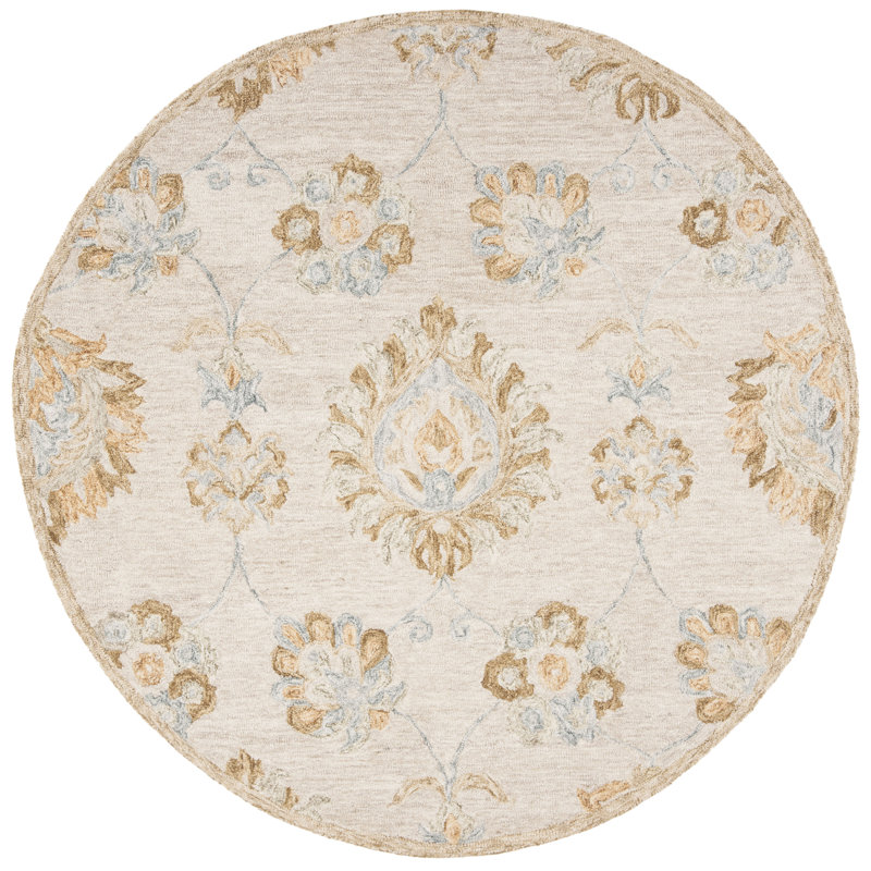 Lococo Hand Tufted Wool Floral Rug, Round 6'