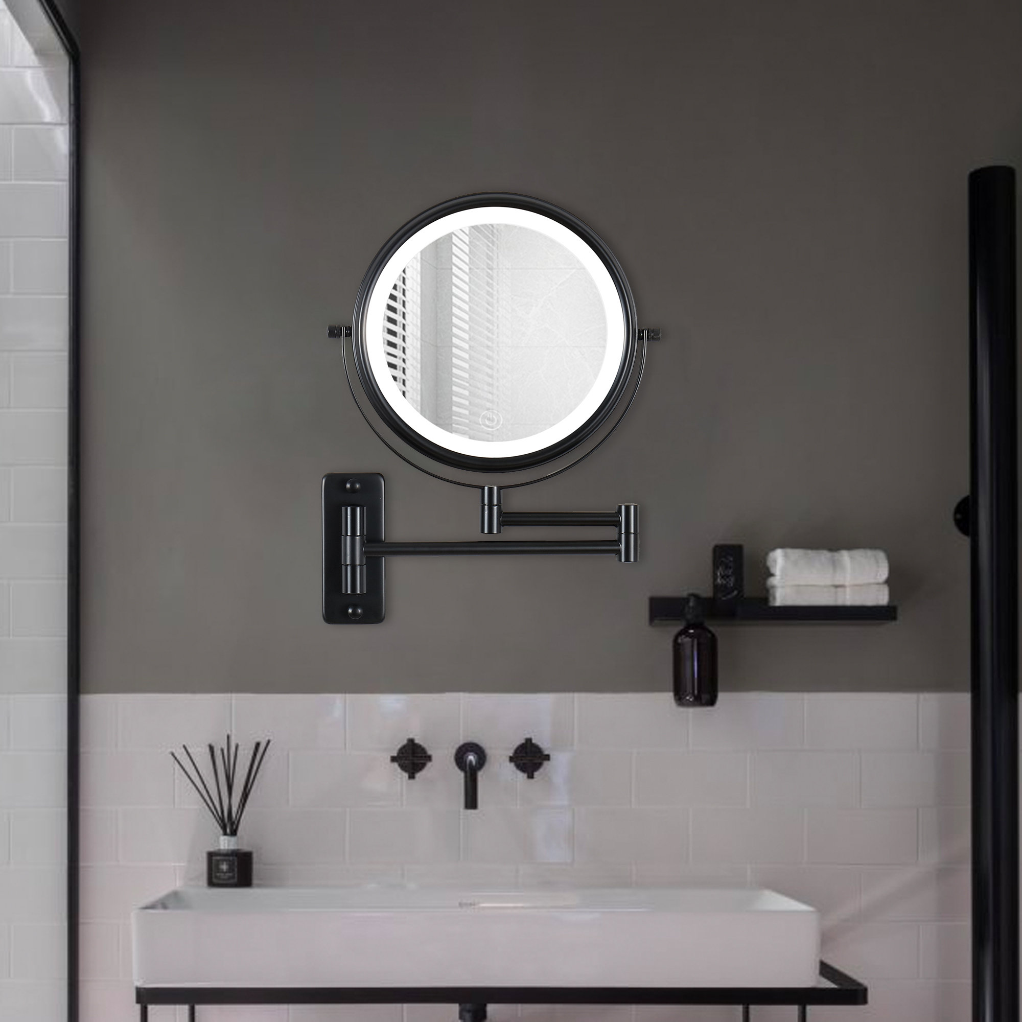 Orren Ellis Johara Lighted Magnifying Bathroom Mirror | Wayfair