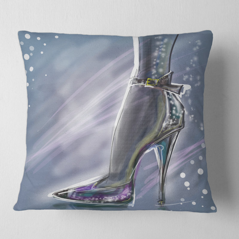 Chaussure brillante à talons hauts avec housse de coussin carré et paillettes, 18" x 18"