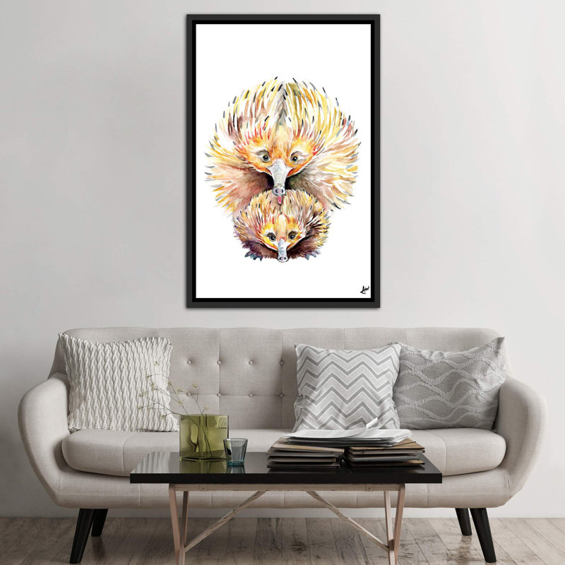Décoration murale énigmatique Echidnas pour enfants, H 60 po x l 40po x P 1,5 po, Toile avec cadre noir