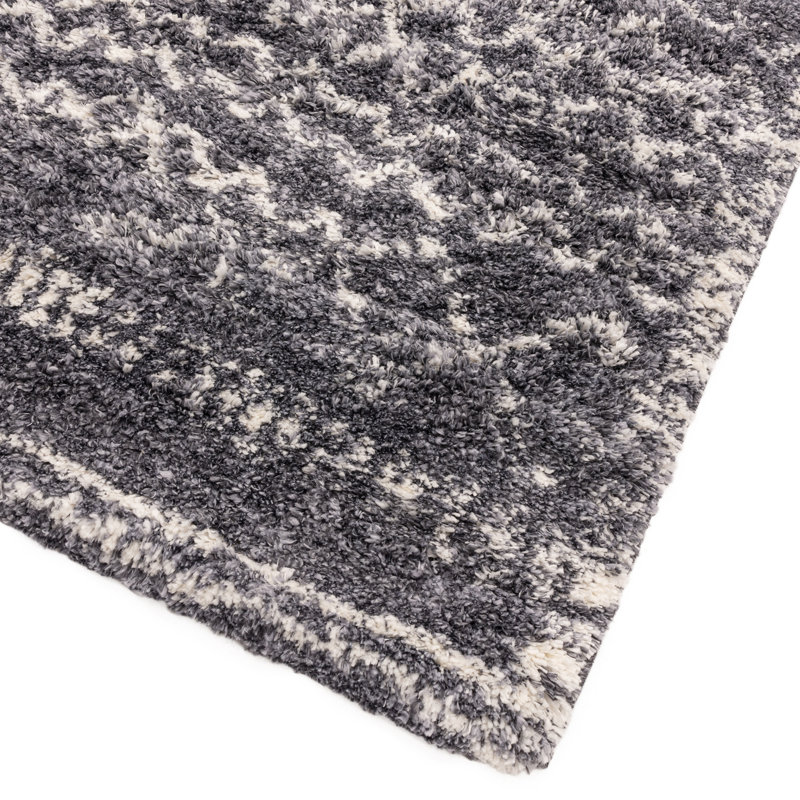 Manilow Shaggy Berber Grey Rug, Rectangle 120 x 170cm