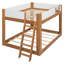 Lit simple superposé simple, lit superposé convertible en bois avec échelle réversible et garde-corps de sécurité, blanc noyer-331273603