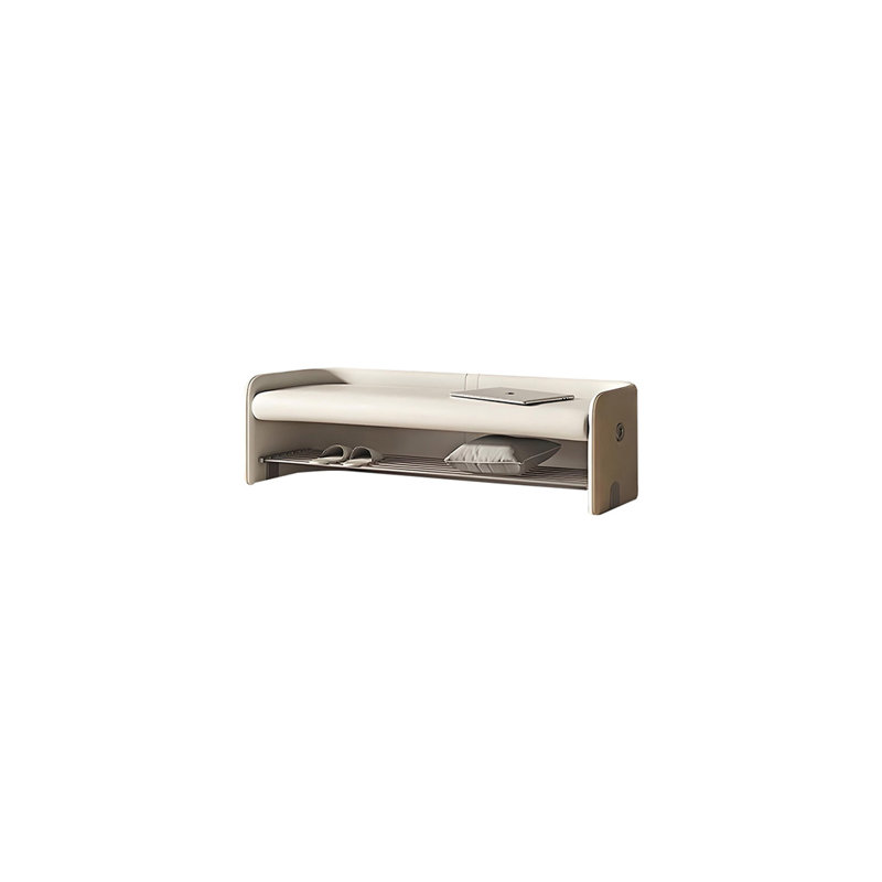Banc de rangement rembourré en cuir Jimeniz, Beige