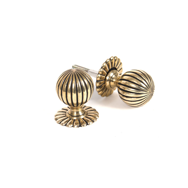 Aged Brass Flower Mortice/Rim Knob Set