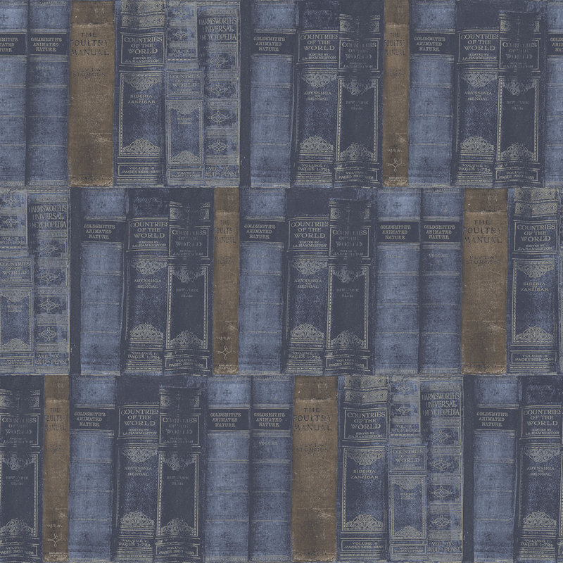 Rouleau de papier peint livres de bibliothèque Nostalgie, Bleu