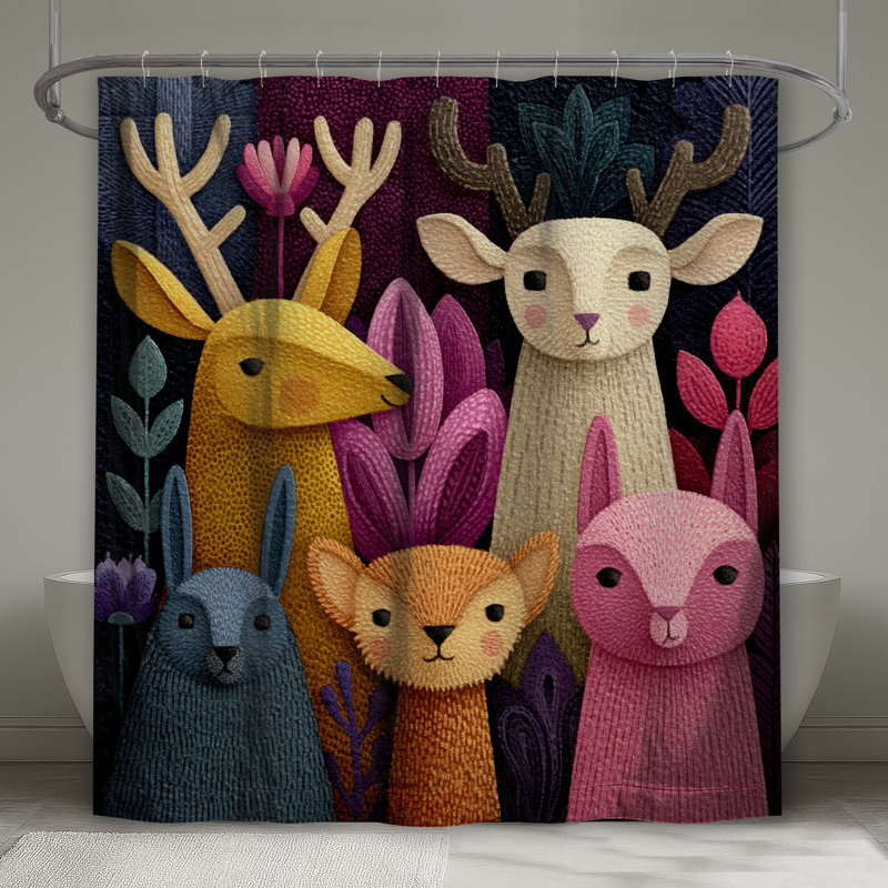 Rideaux de douche Whimsical Animal Illustration, L 70 po x H 93 po