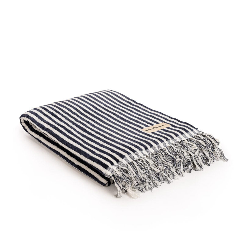 Beach Towel, Navy/White