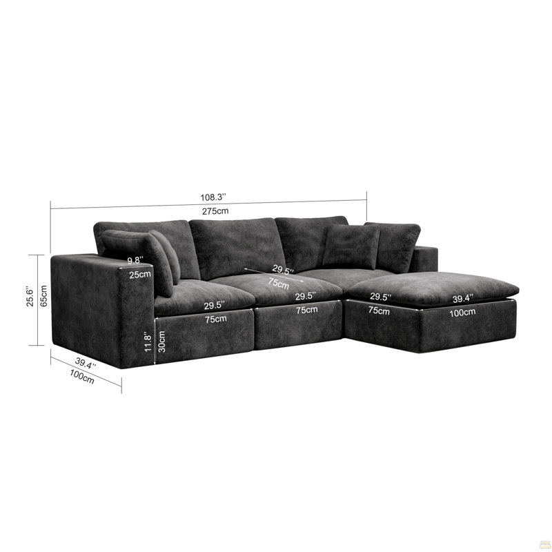 108.3*68.9"Modular Sectional Sofa Seat,Upholstered Compressed Couch