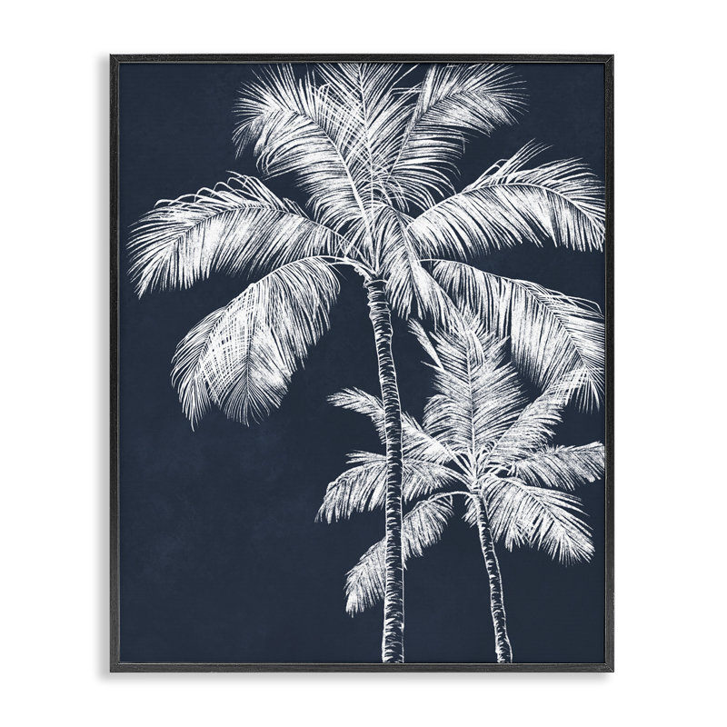 Paire d'arbres bleus, art giclée par Leah Noel Art, H 14 po x l 11 po, Giclée encadrée noir minuit