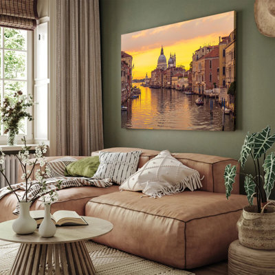 Venice Grand Canal Sunset Canvas Wall Art Italy Cityscape Print