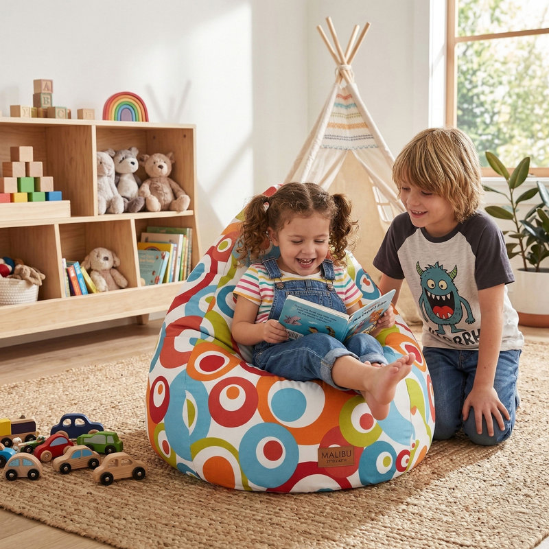 Cotton Bean Bag Chair & Lounger, Turquoise