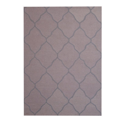 Tapis beige / gris touffeté à la main