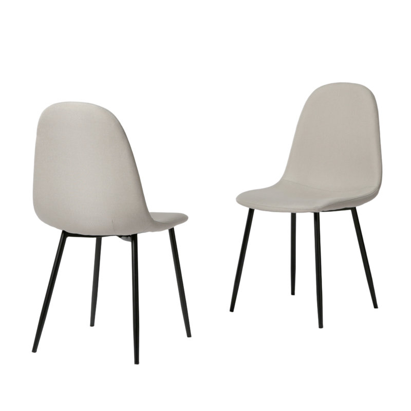 Asteria - Linen Dining Chairs - Modern Kitchen & Dining Seating, Black, Beige