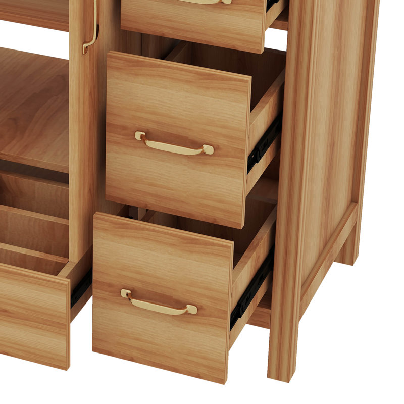 Meuble-lavabo en bois 36 po avec 2 portes à fermeture douce, 4 tiroirs à fermeture douce et tablette réglable