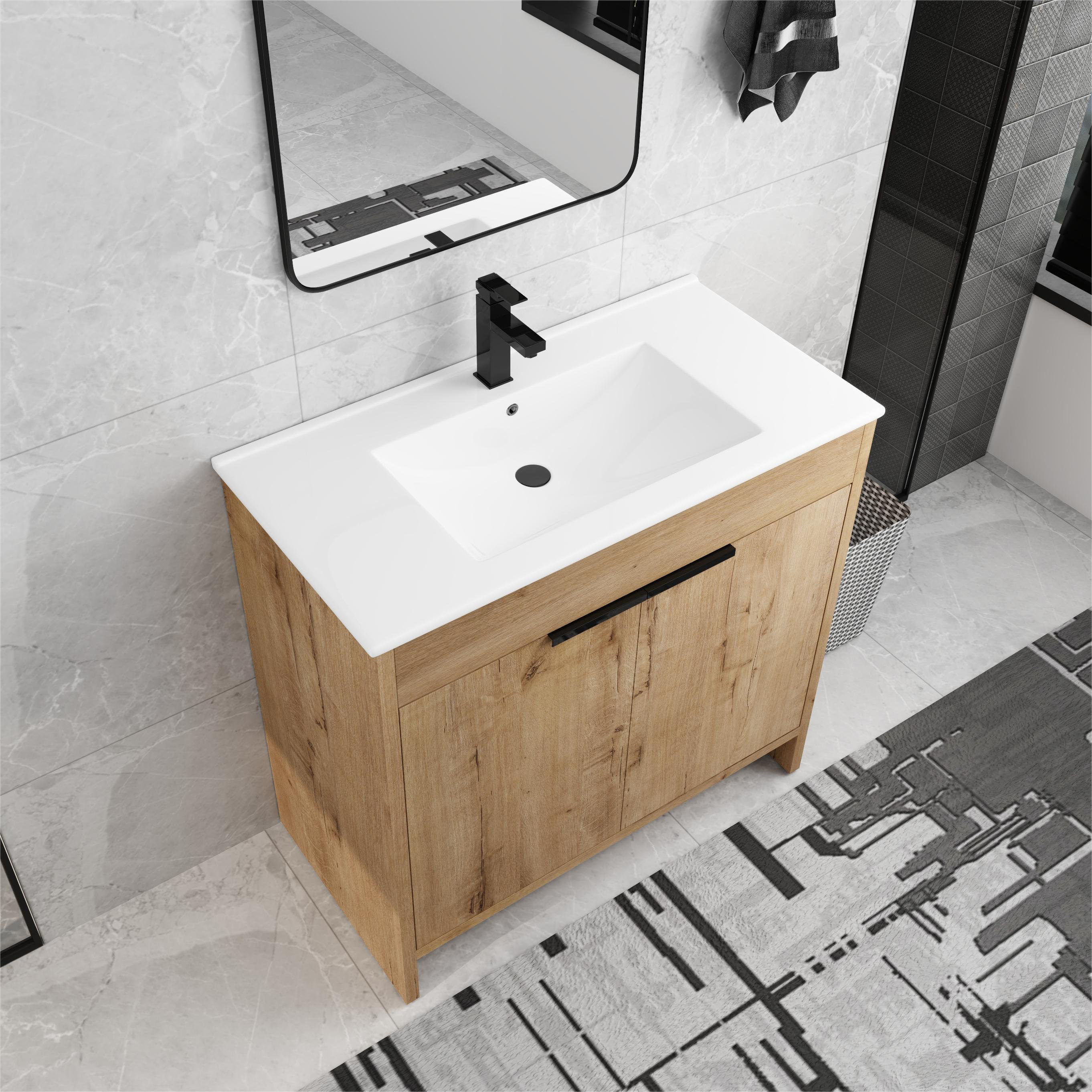 Millwood Pines Bekin 35.9'' Single Bathroom Vanity with Ceramic Top ...